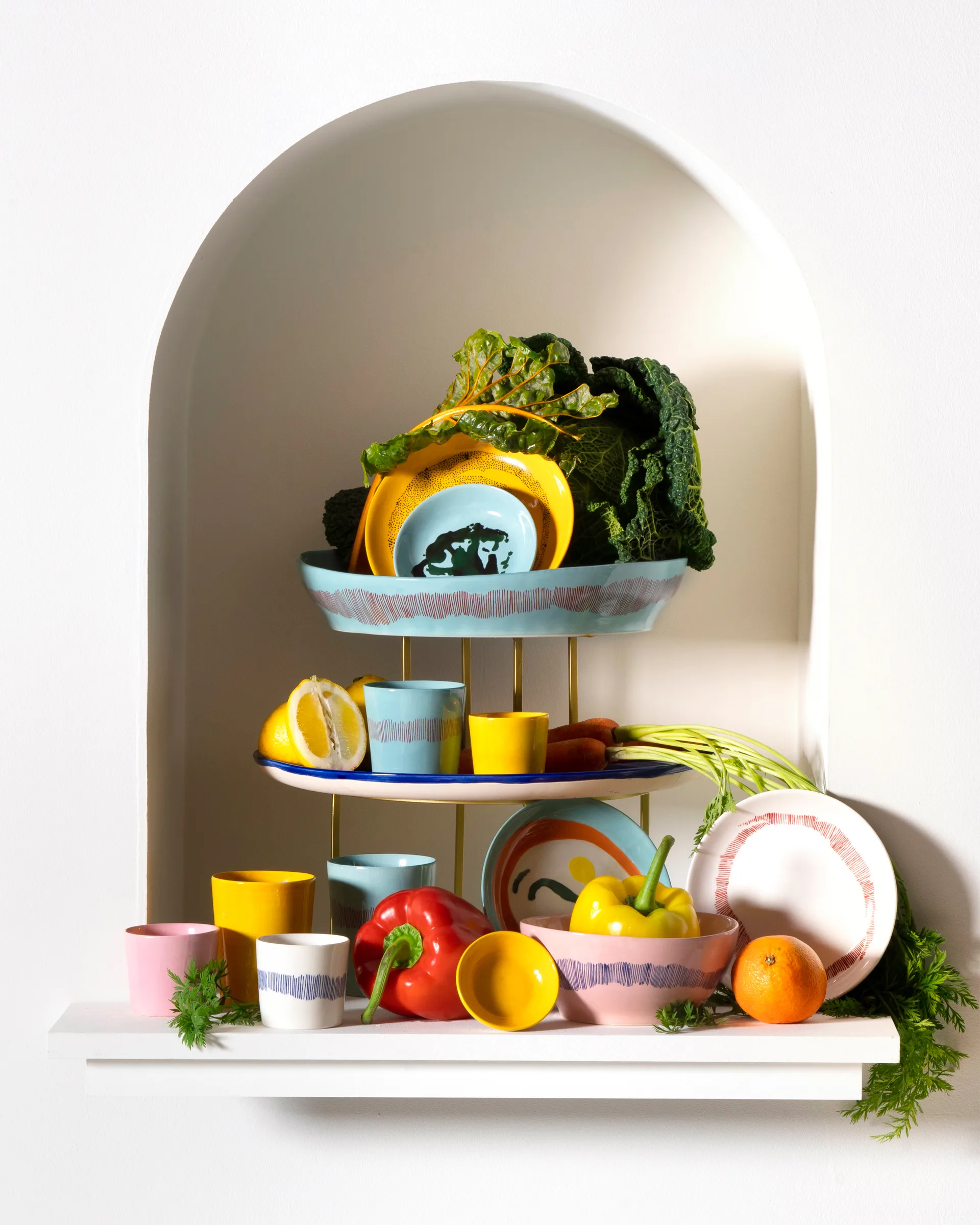 Ottolenghi Feast diep bord Ø22 cm 2-pack, White stripes-red Serax