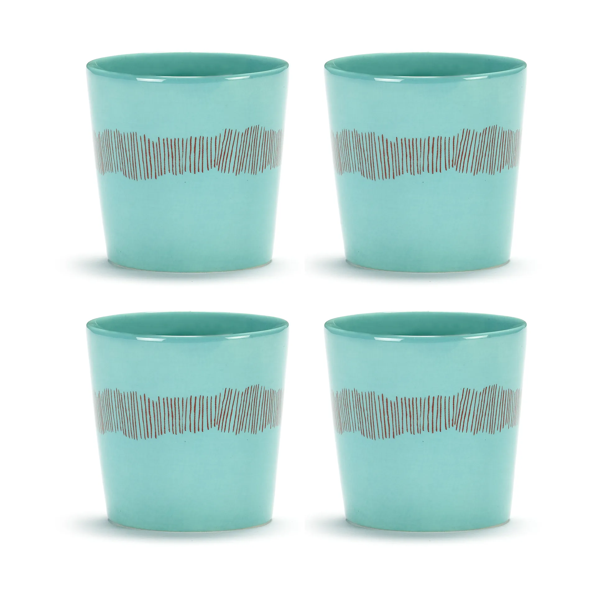 Ottolenghi Feast koffiekop 25 cl 4-pack, Azure stripes-red Serax