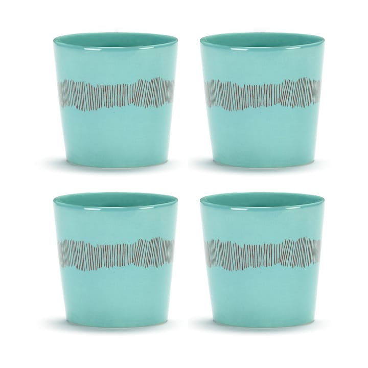 Ottolenghi Feast koffiekop 25 cl 4-pack - Azure stripes-red - Serax