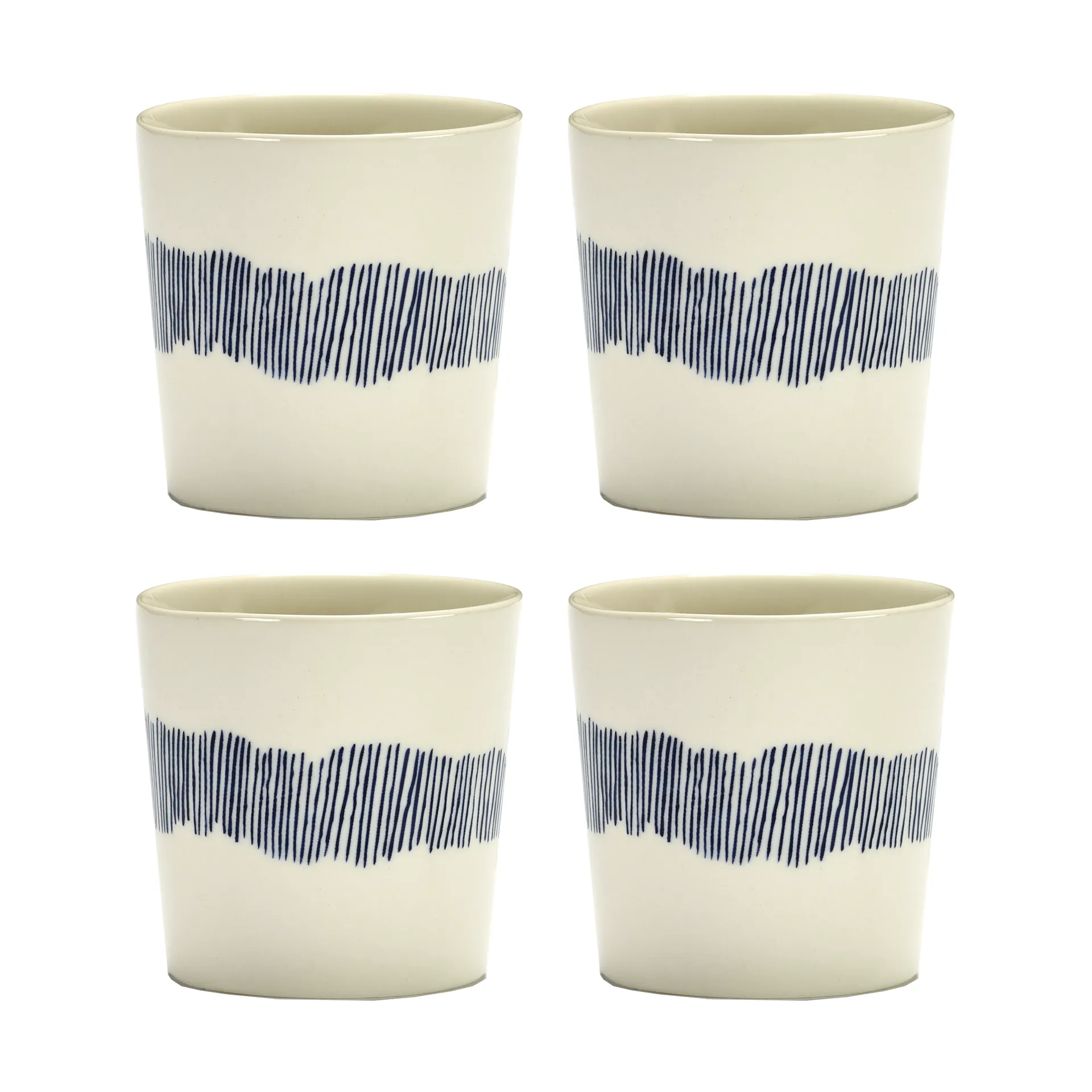 Ottolenghi Feast koffiekop 25 cl 4-pack, White stripes-blue Serax