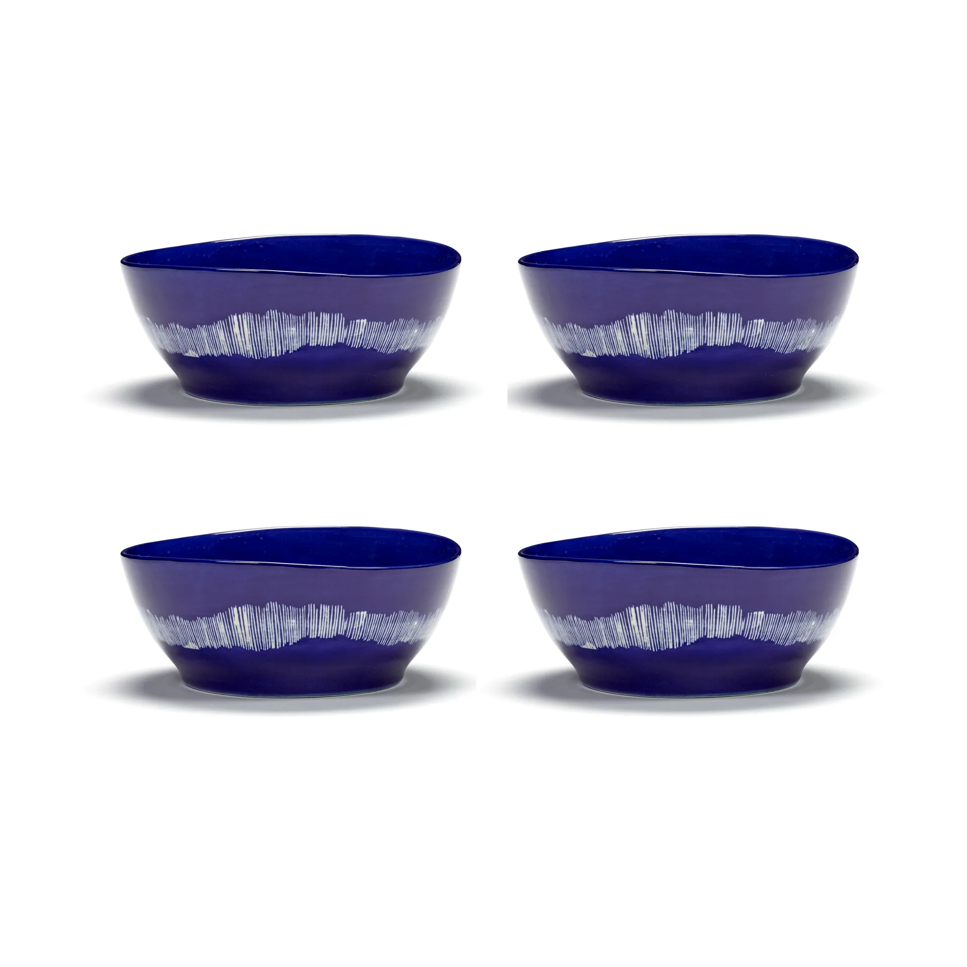 Ottolenghi Feast kom L Ø17 cm 4-pack, Dark blue stripes-white Serax