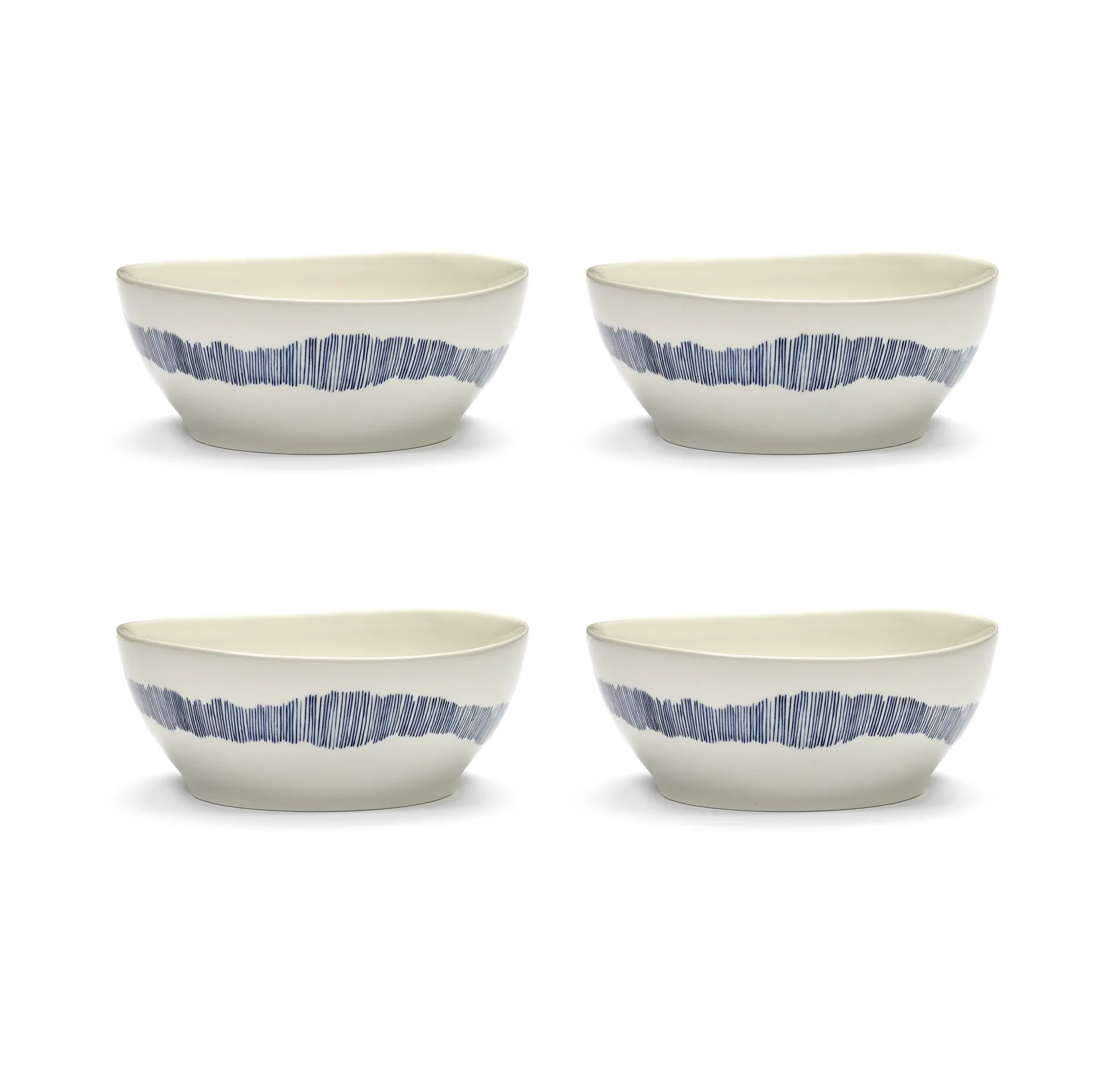 Ottolenghi Feast kom L Ø17 cm 4-pack, White-stripes blue Serax