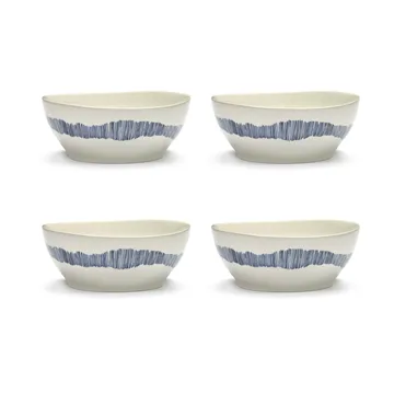 Ottolenghi Feast kom L Ø17 cm 4-pack - White-stripes blue - Serax