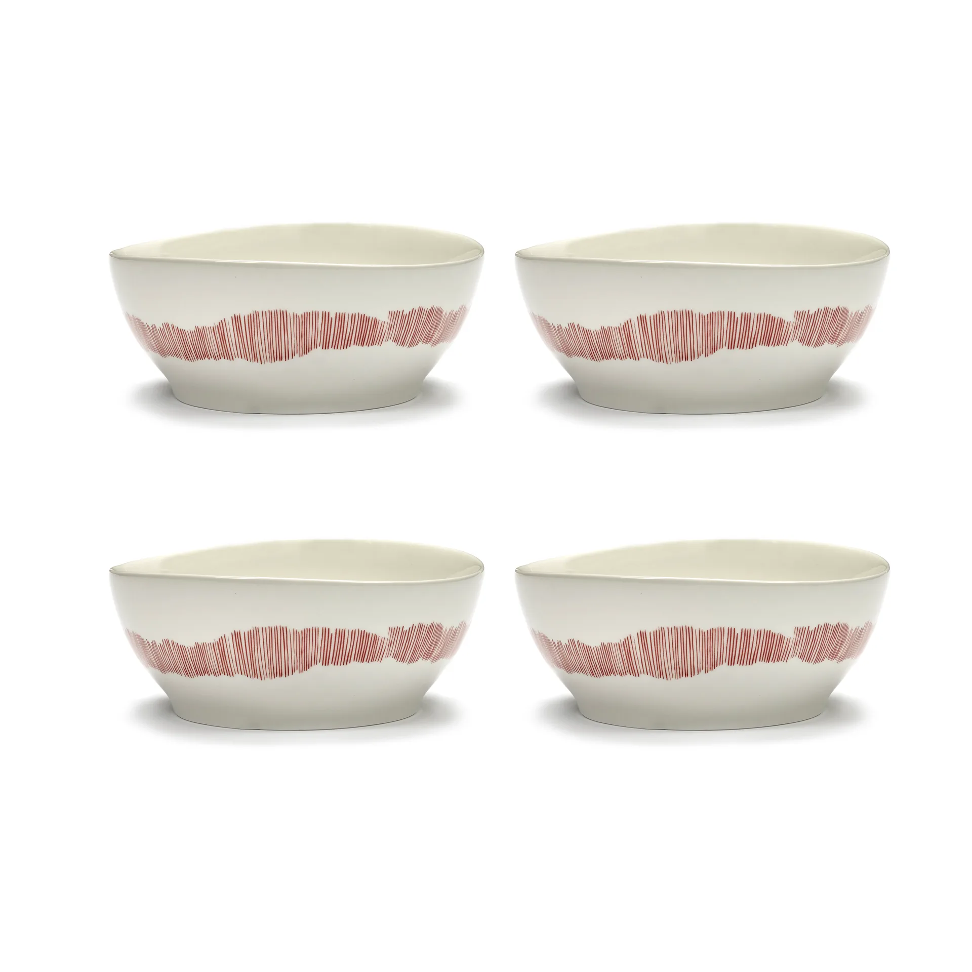 Ottolenghi Feast kom L Ø17 cm 4-pack, White stripes-red Serax