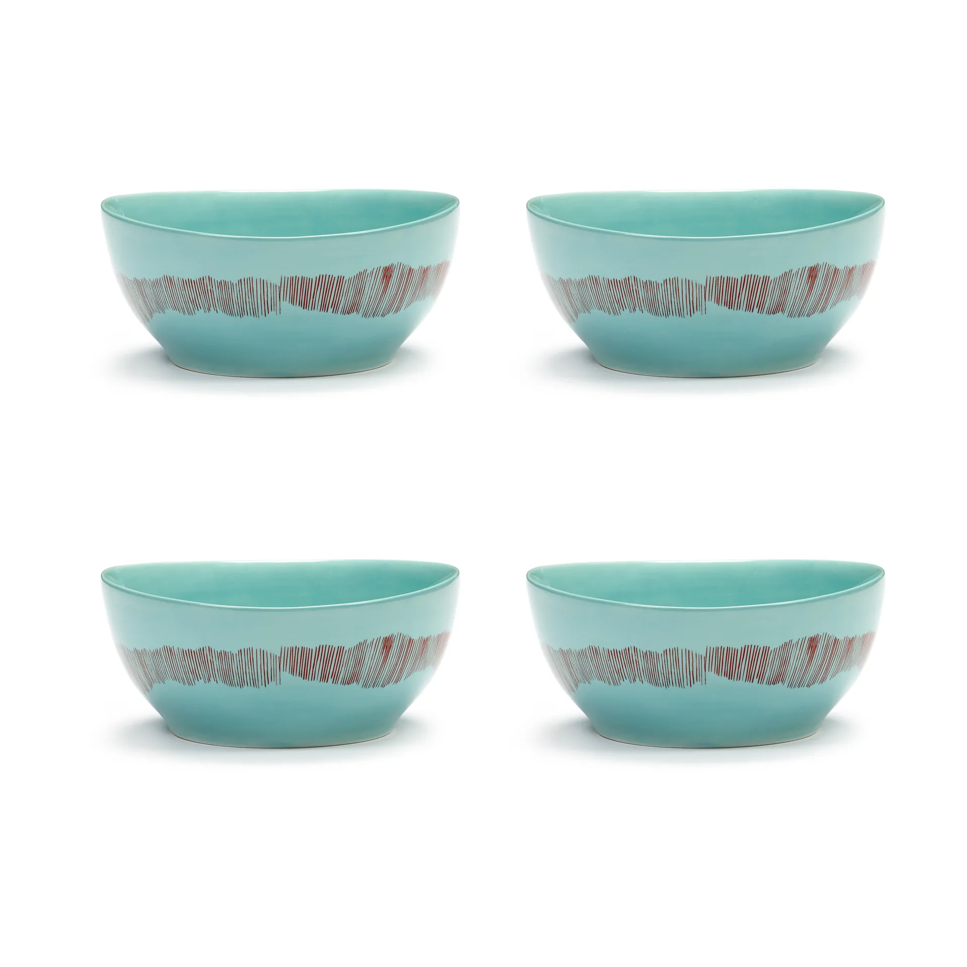Ottolenghi Feast kom S Ø15 cm 4-pack, Azure stripes-red Serax