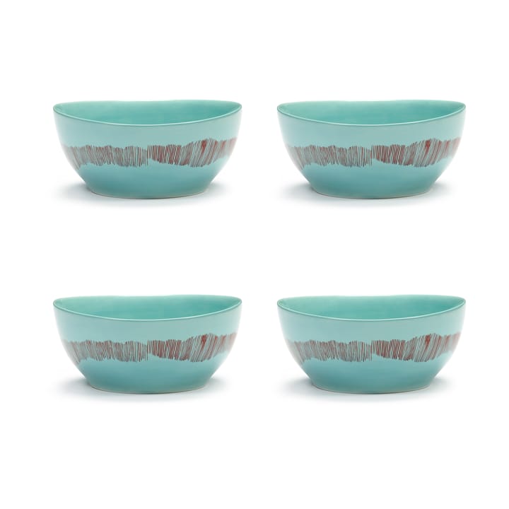 Ottolenghi Feast kom S Ø15 cm 4-pack, Azure stripes-red Serax