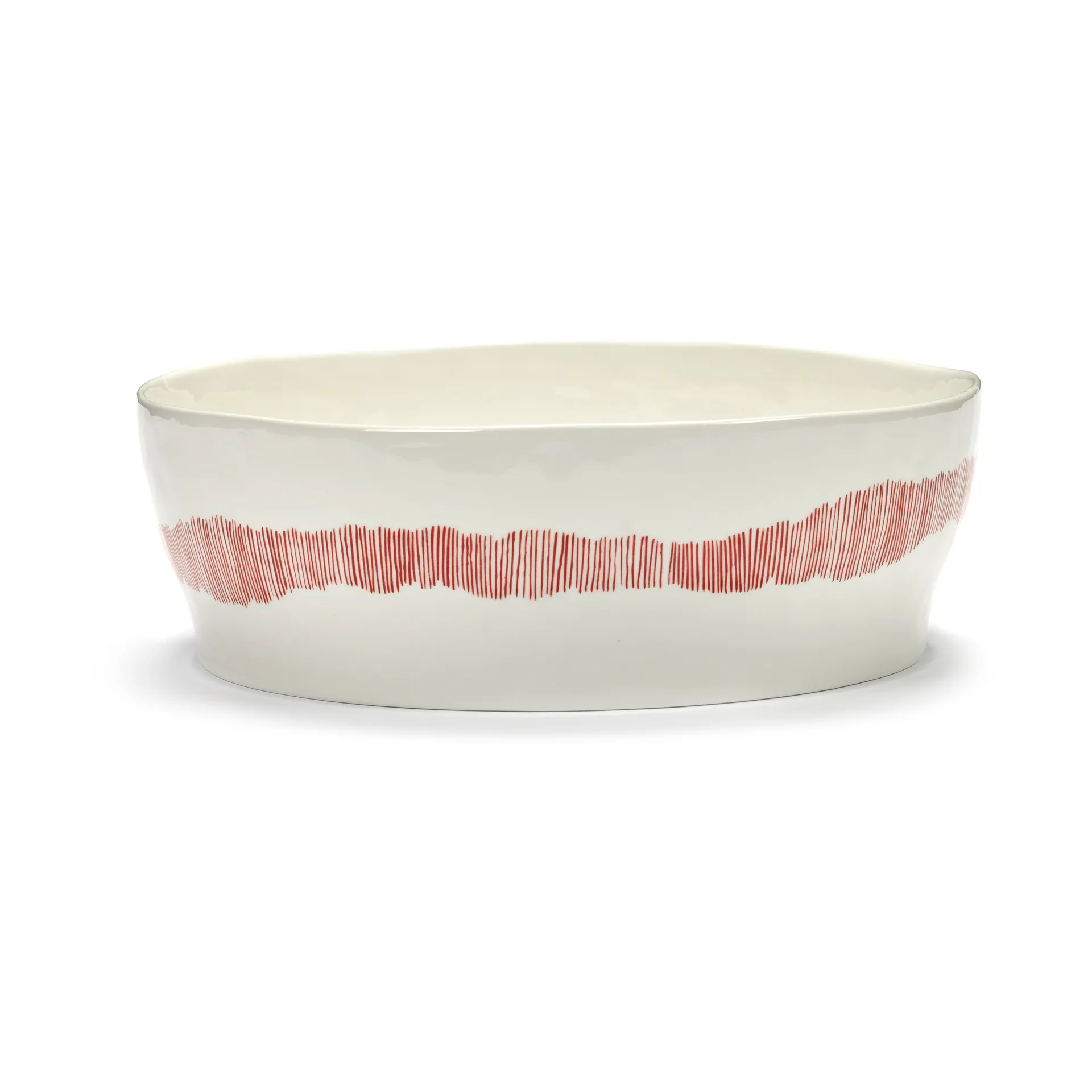 Ottolenghi Feast saladeschaal Ø27,5 cm, White stripes-red Serax