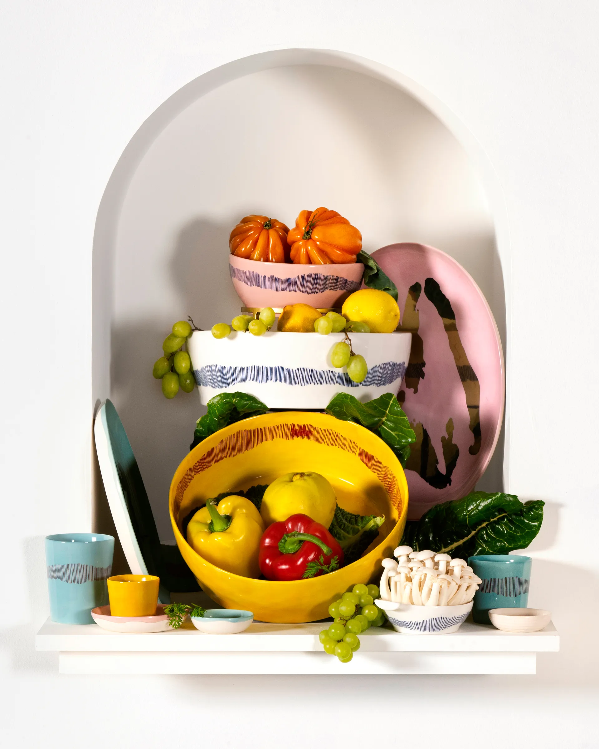 Ottolenghi Feast serveerschotel Ø35 cm, Yellow stripes-red Serax