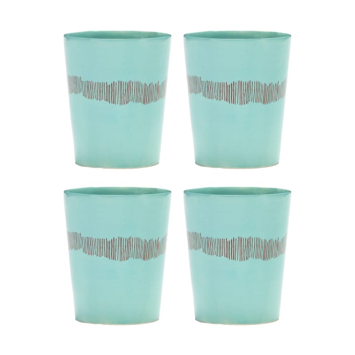 Ottolenghi Feast theekop 33 cl 4-pack - Azure stripes-red - Serax