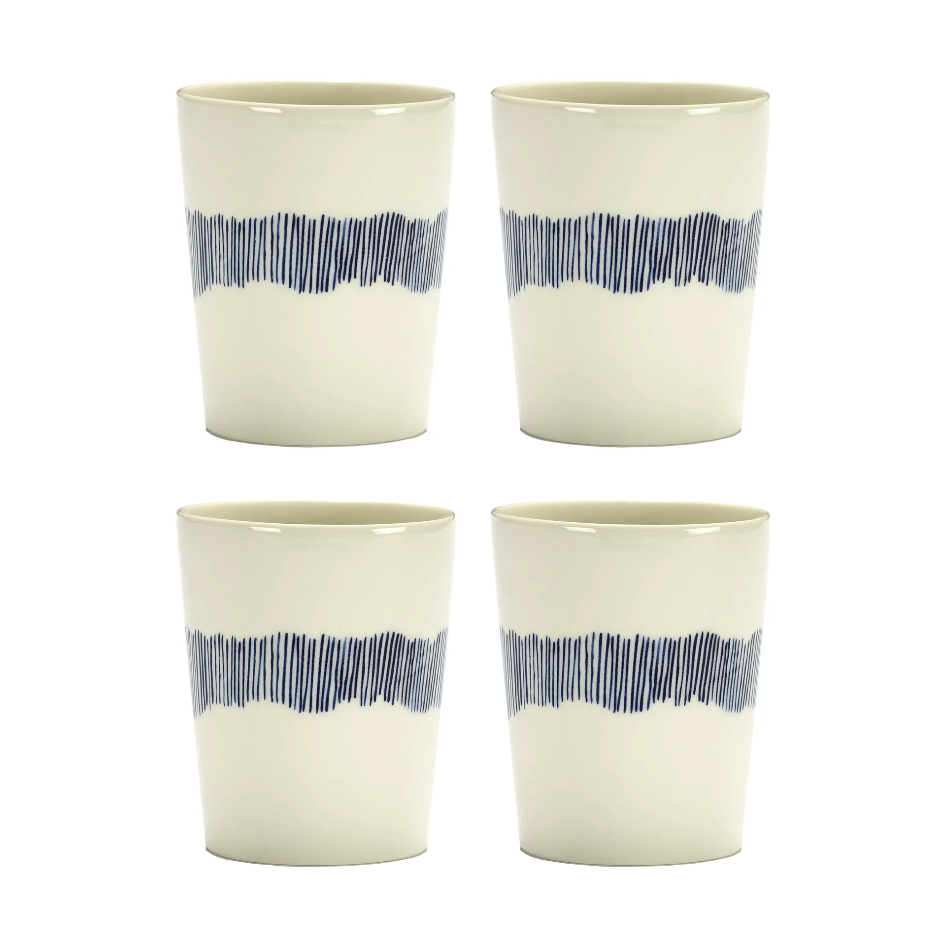 Ottolenghi Feast theekop 33 cl 4-pack, White stripes-blue Serax