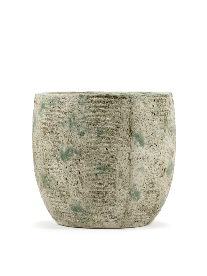 Rustic pot gestreept S 16,5 cm, Grey Serax