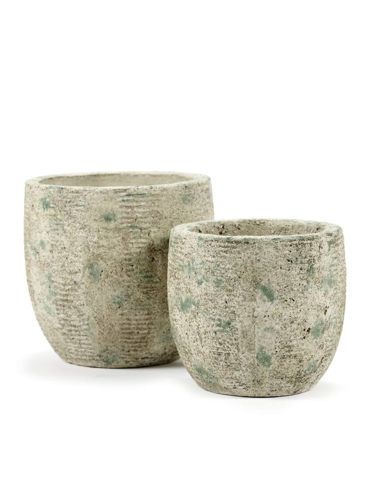 Rustic pot gestreept S 16,5 cm, Grey Serax