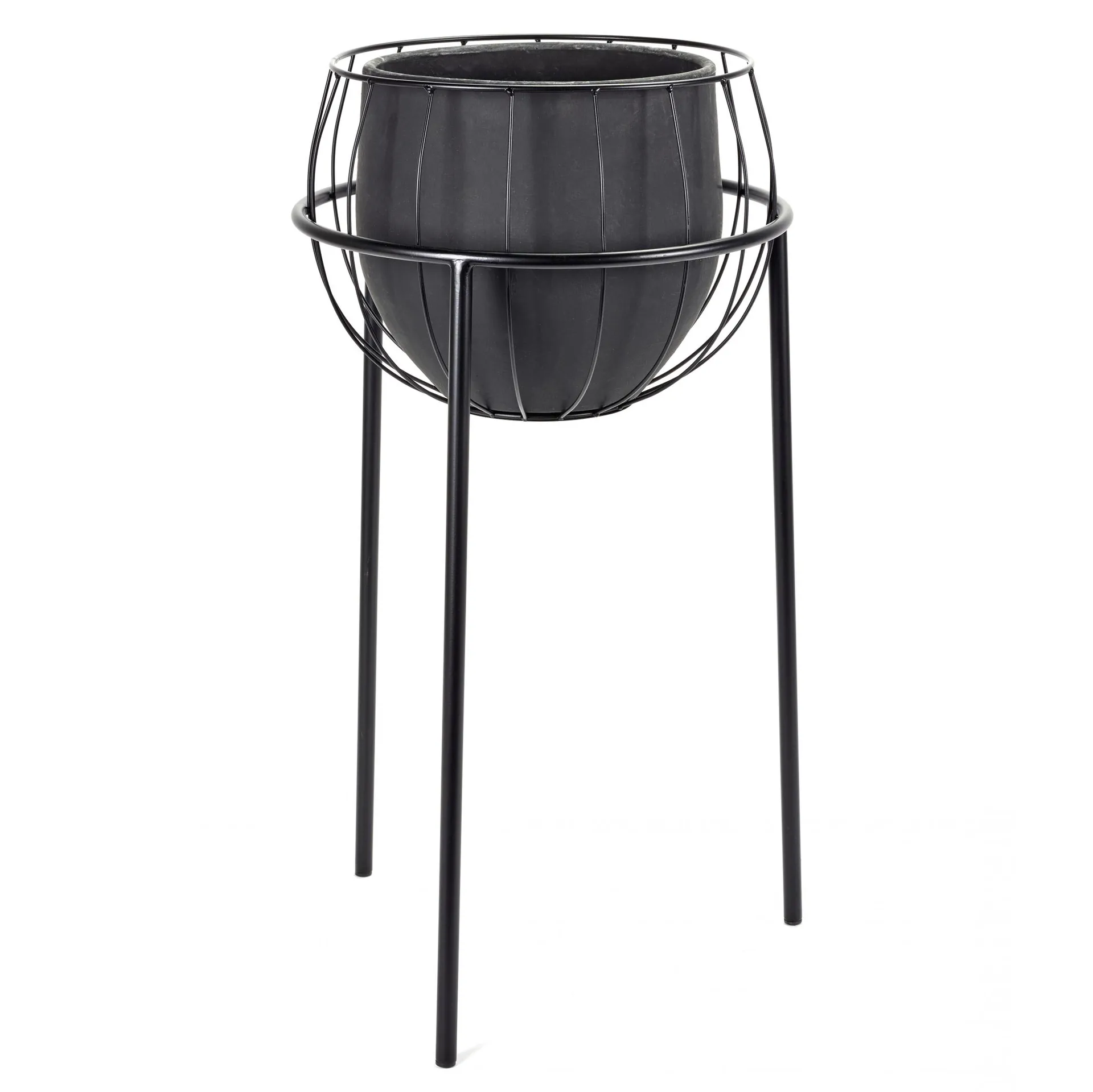 Serax pot met bloemenstandaard, Black Serax