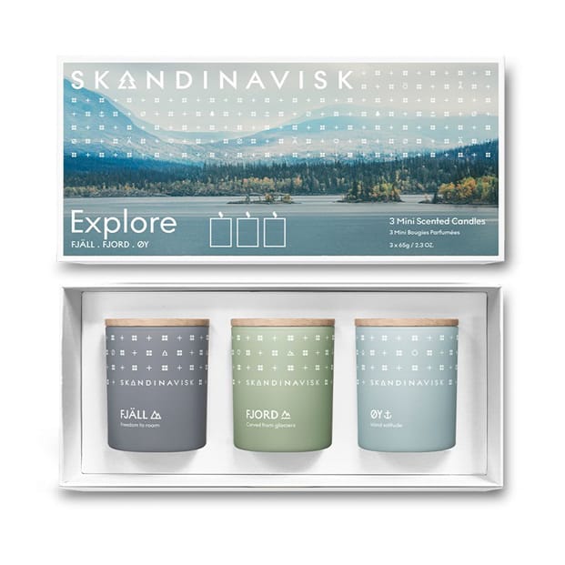 Explore geurkaars cadeauset mini, 3-delig Skandinavisk