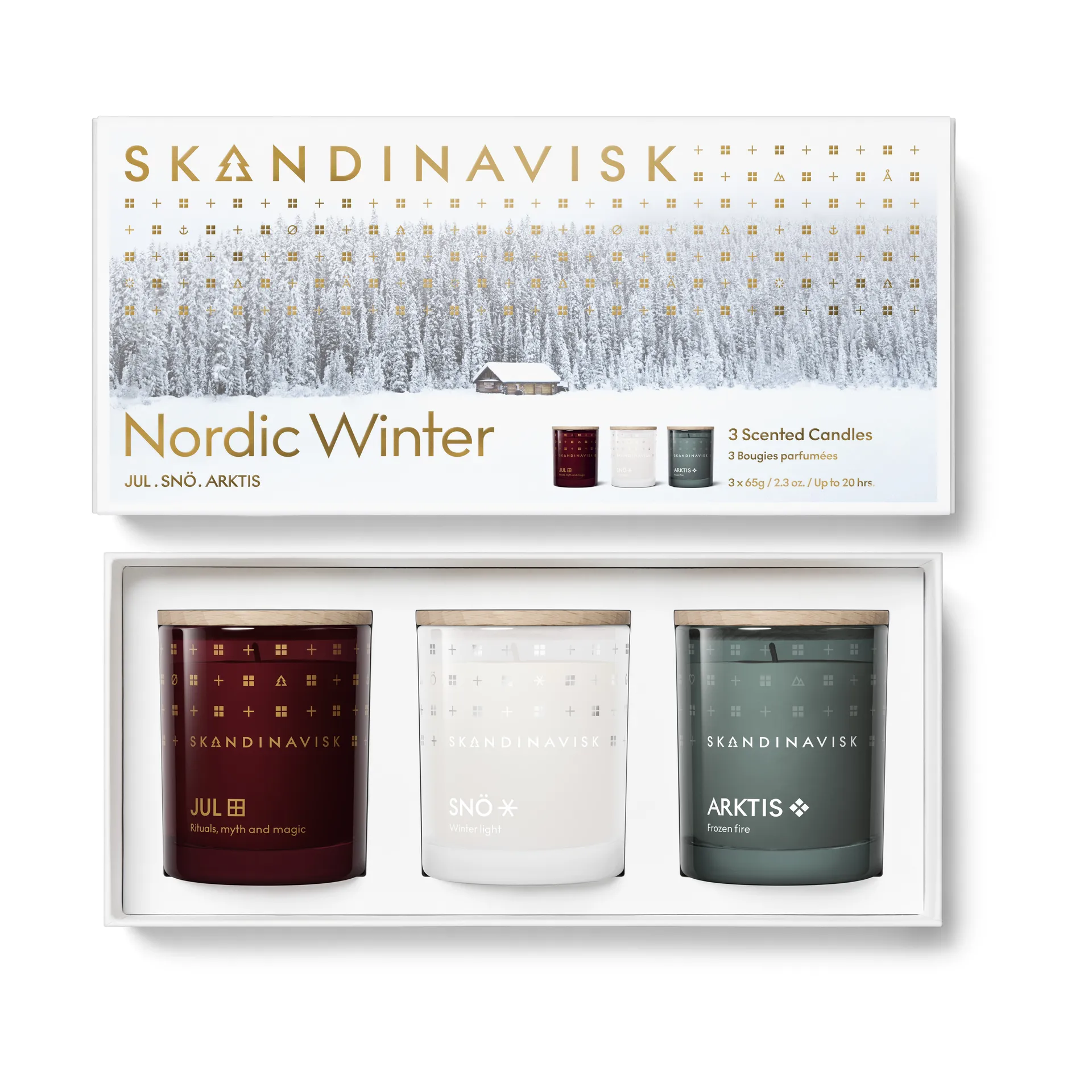 Nordic Winter geurkaars giftset 3-delig, 65 g Skandinavisk