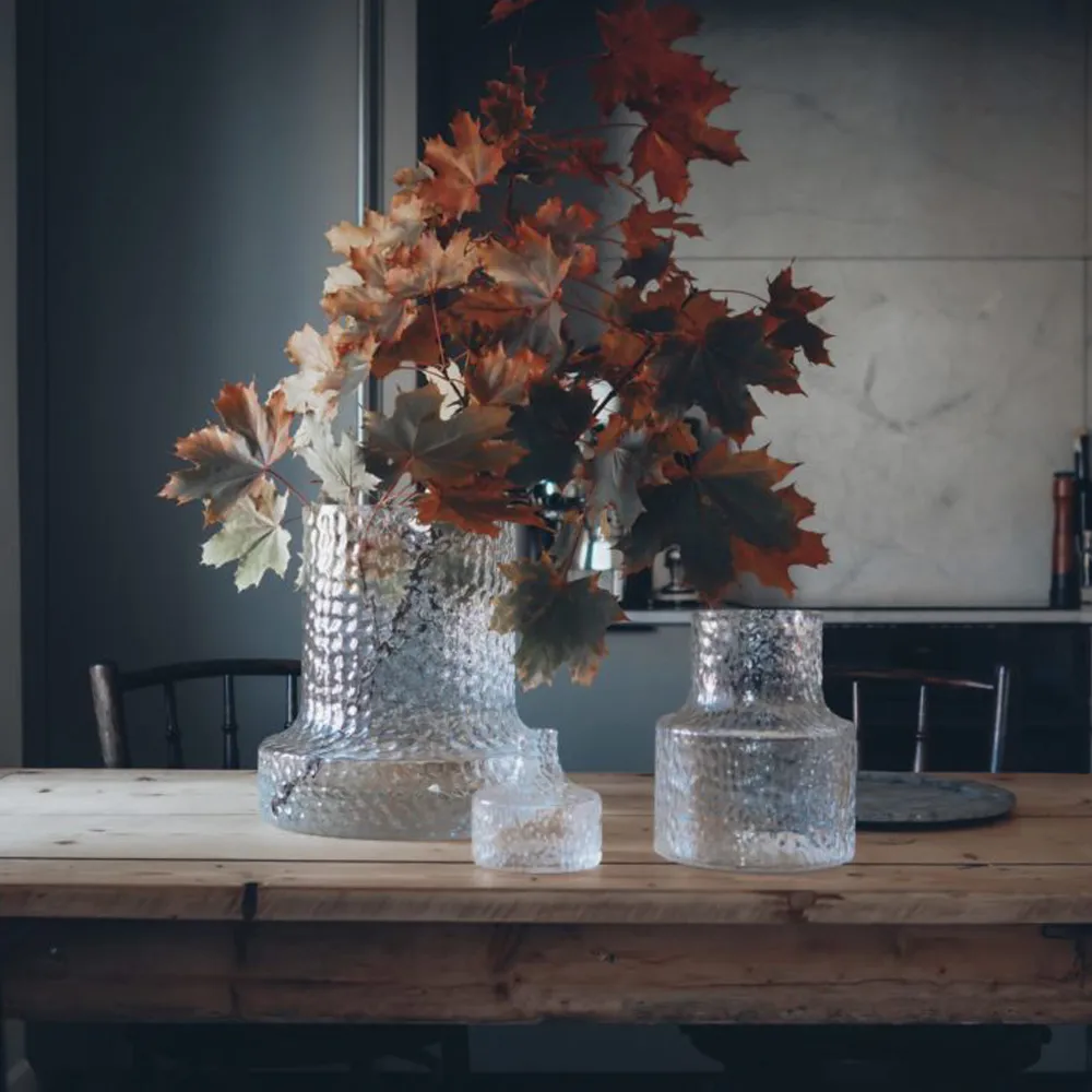 Kolonn vaas structuur, 20 cm Skrufs Glasbruk