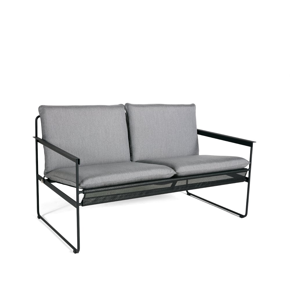 SMD Design Slow 2-zits bank Sunbrella grijs-zwart stalen frame