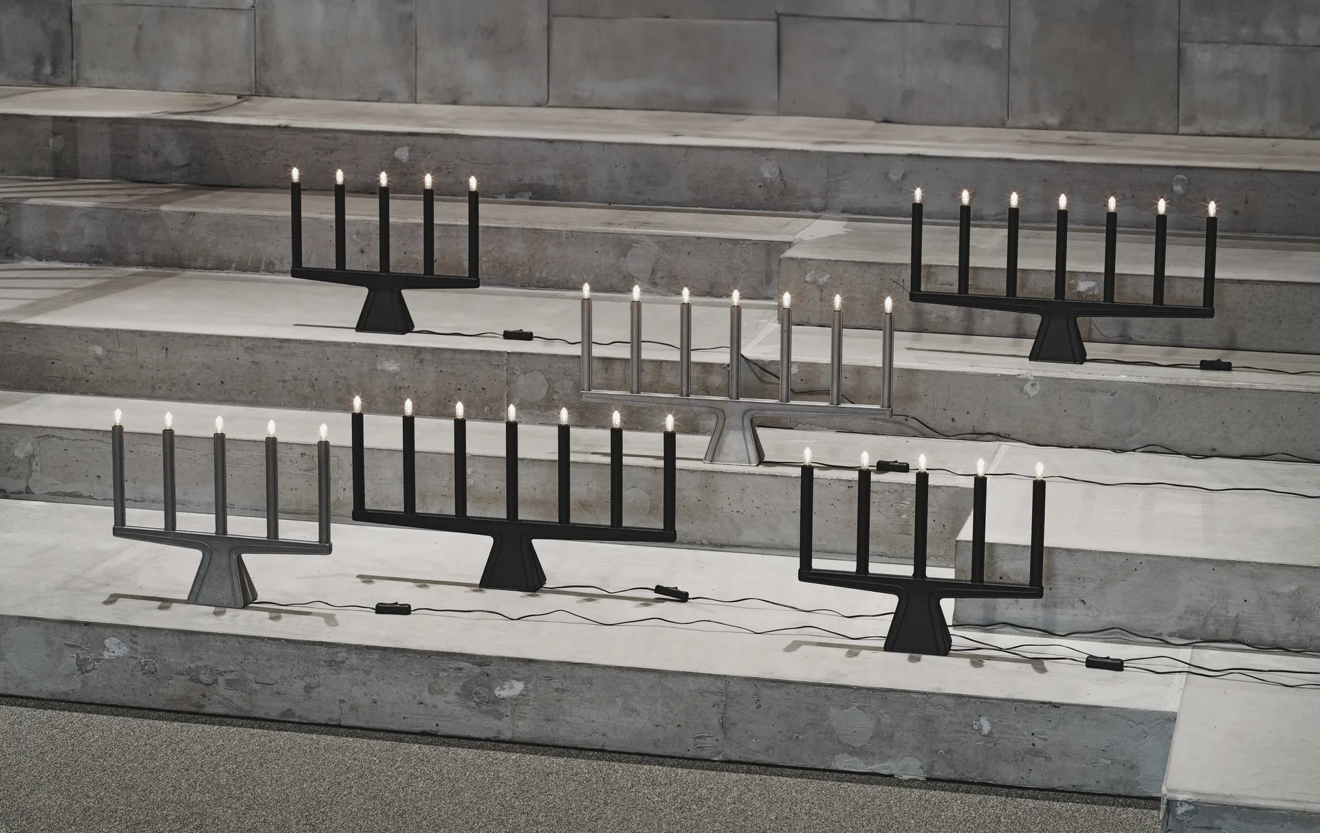Stella 7 adventskandelaar 60 cm, Rauw aluminium SMD Design
