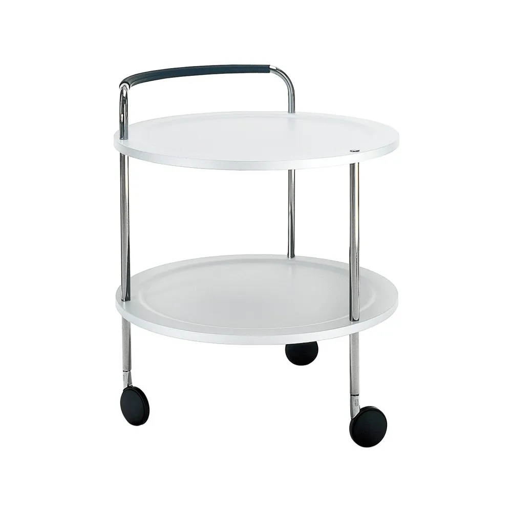 Trolley Round basic serveertrolley, wit, verchroomd onderstel SMD Design
