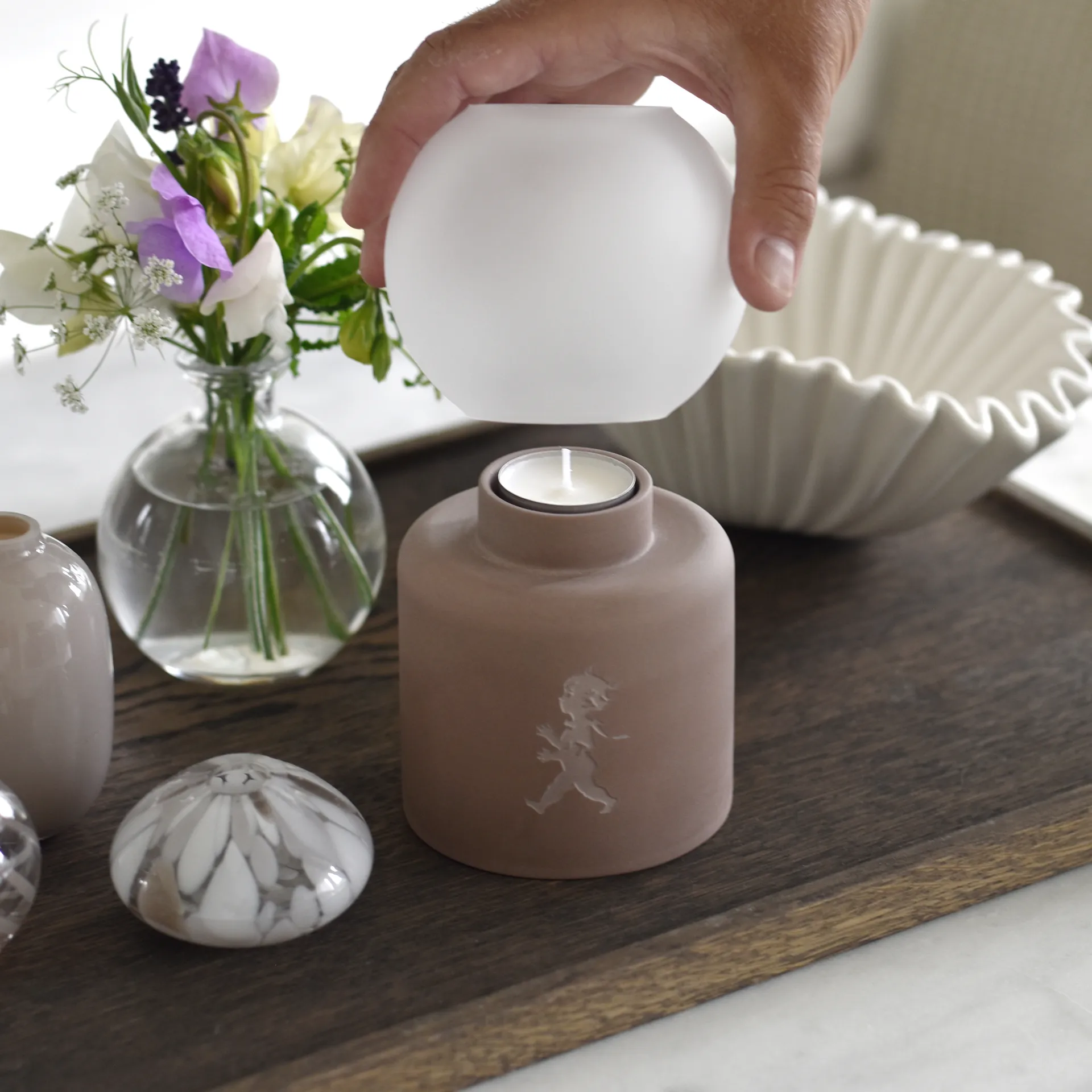 Globe theelichthouder Ø9,5x17 cm, Bruin Solstickan Design