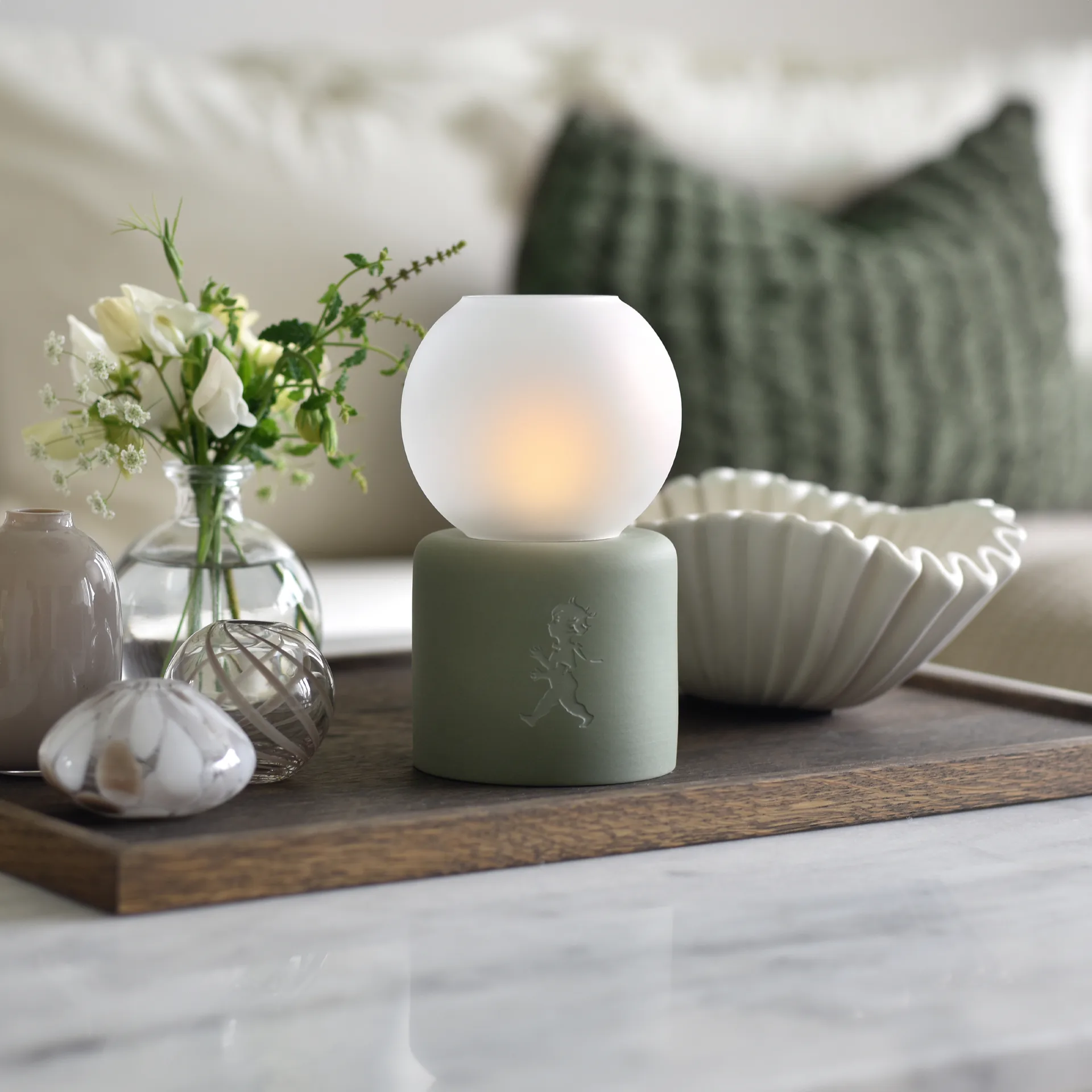 Globe theelichthouder Ø9,5x17 cm, Groen
 Solstickan Design