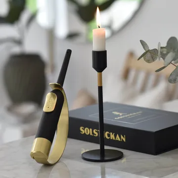 Solstickan aansteker met vuurstraal - Zwart-messing - Solstickan Design