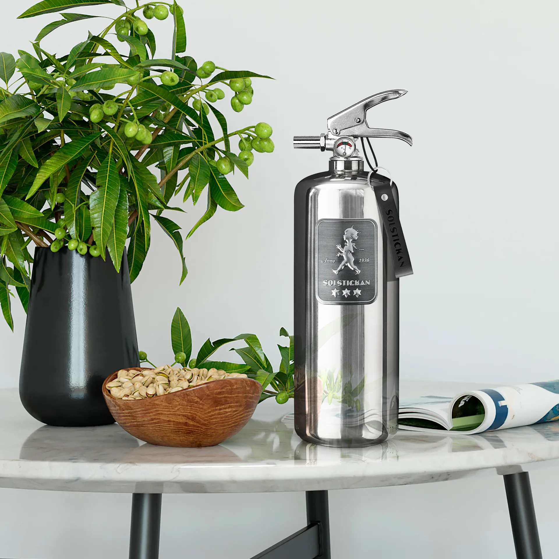 Solstickan brandblusser 2 kg, Design Edition staal Solstickan Design