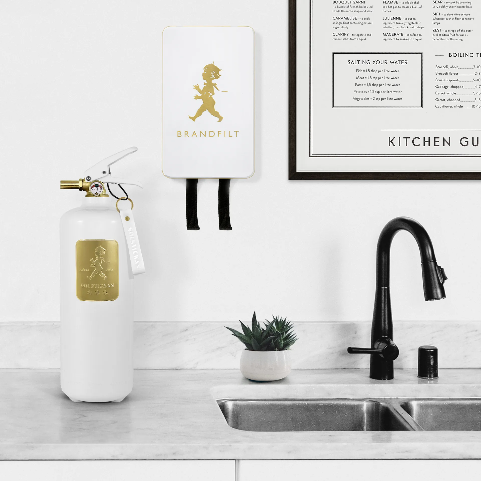 Solstickan brandblusser 2 kg, Wit-goud Solstickan Design