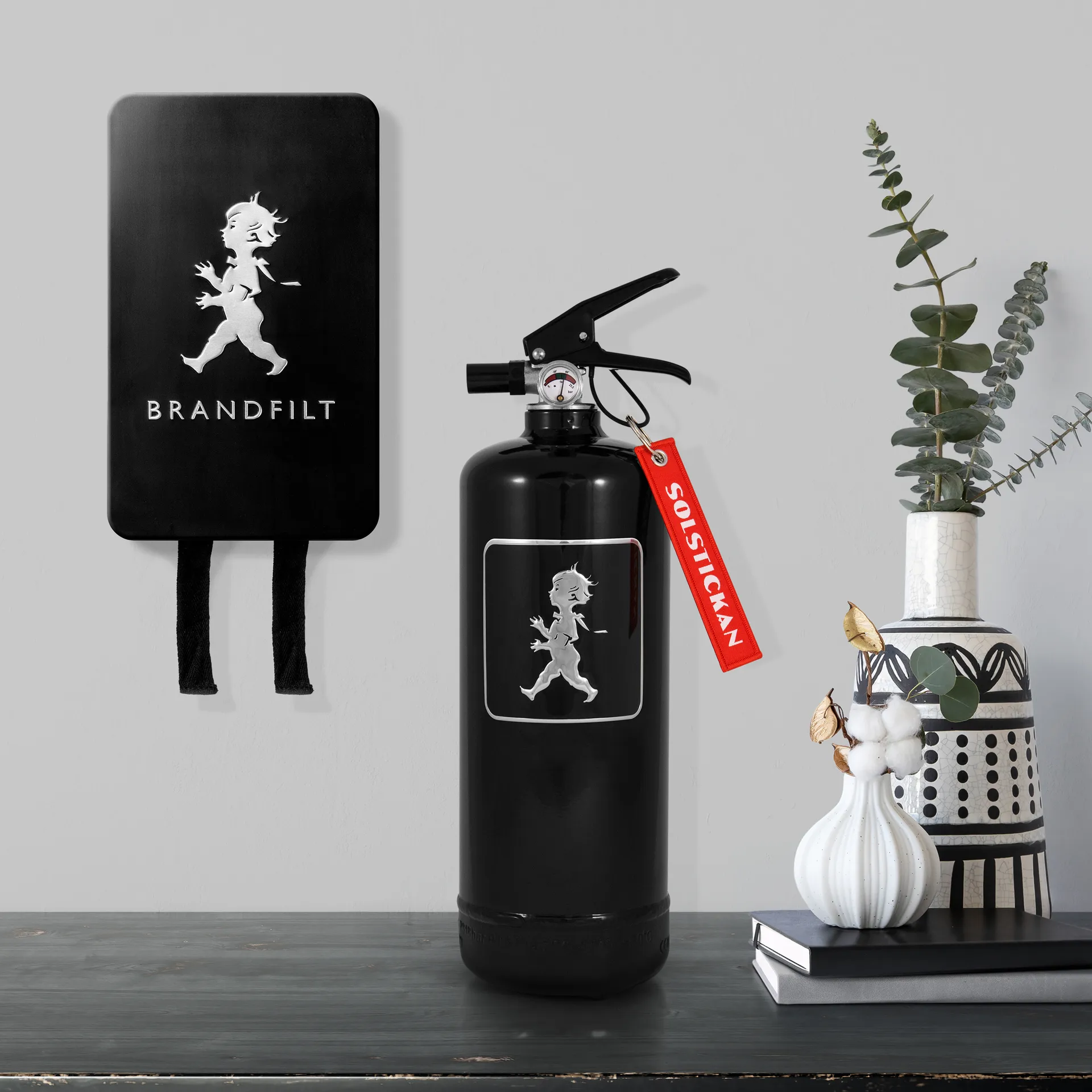 Solstickan brandblusser 2 kg, Zwart-zilver Solstickan Design