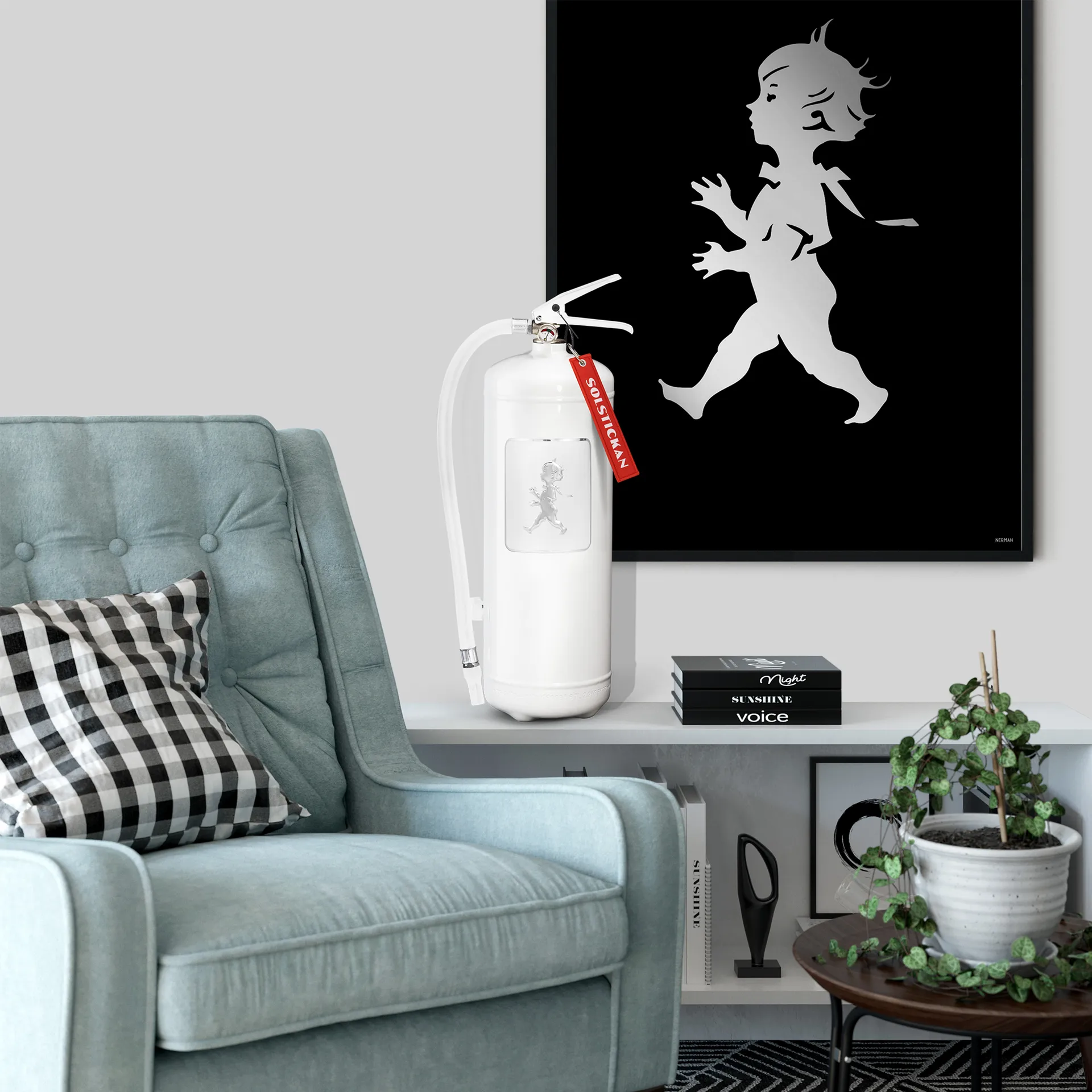 Solstickan brandblusser 6 kg, Wit-zilver Solstickan Design