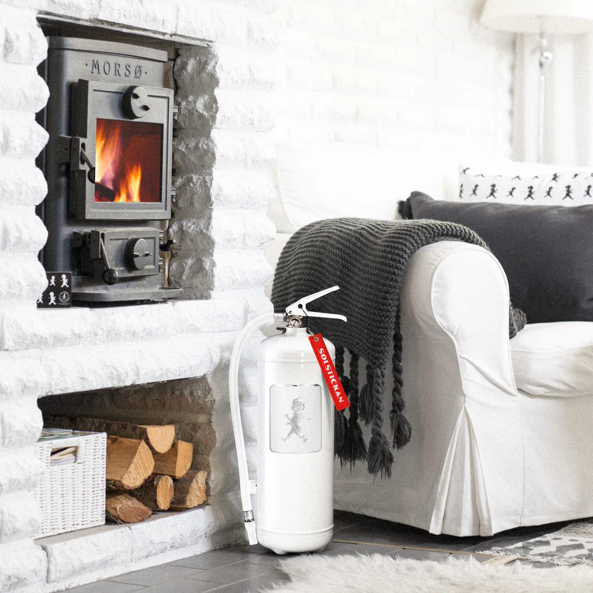 Solstickan brandblusser 6 kg, Wit-zilver Solstickan Design