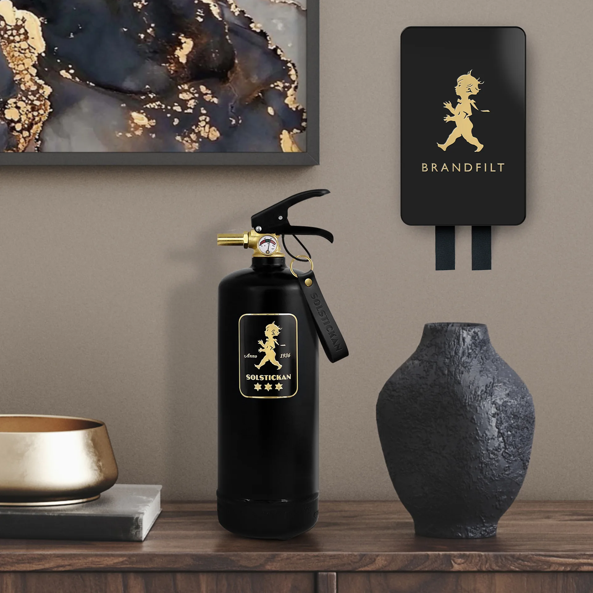 Solstickan branddeken 16x2,7x25 cm, Zwart-goud Solstickan Design