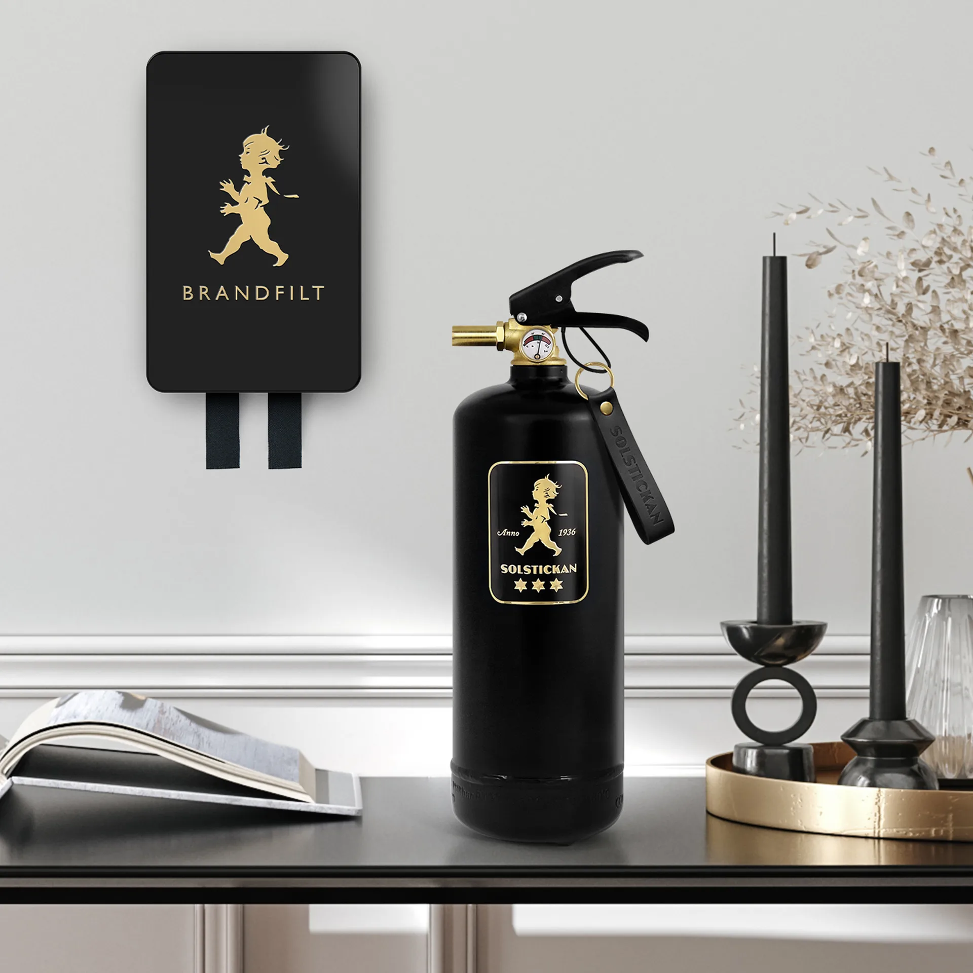 Solstickan branddeken 16x2,7x25 cm, Zwart-goud Solstickan Design