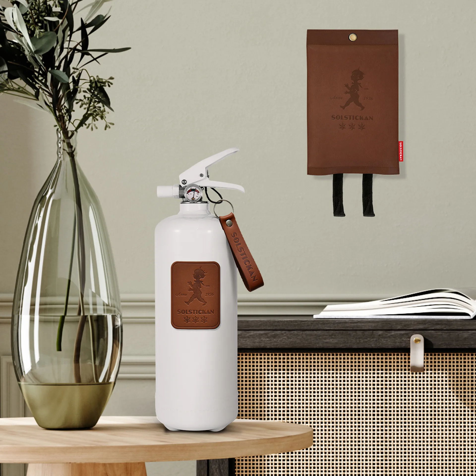 Solstickan branddeken leer 120x120 cm, Donker leer Solstickan Design