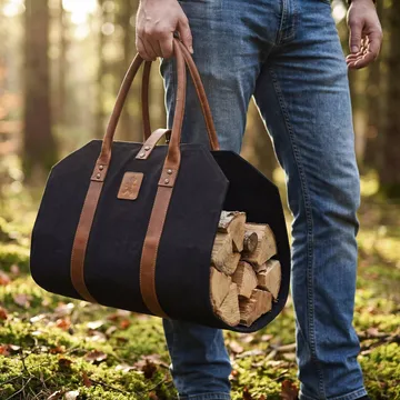Solstickan haardhoutmand canvas - Zwart - Solstickan Design