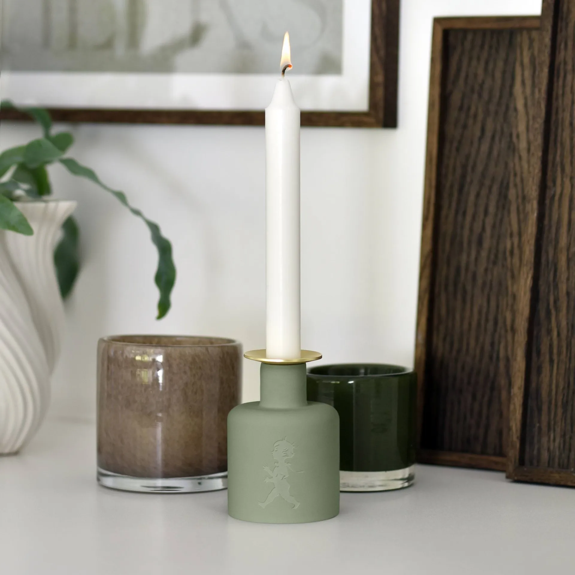 Solstickan keramische kandelaar, Groen Solstickan Design