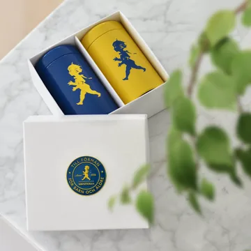 Solstickan luciferbuis 2-pack geschenkverpakking - Geel, blauw - Solstickan Design