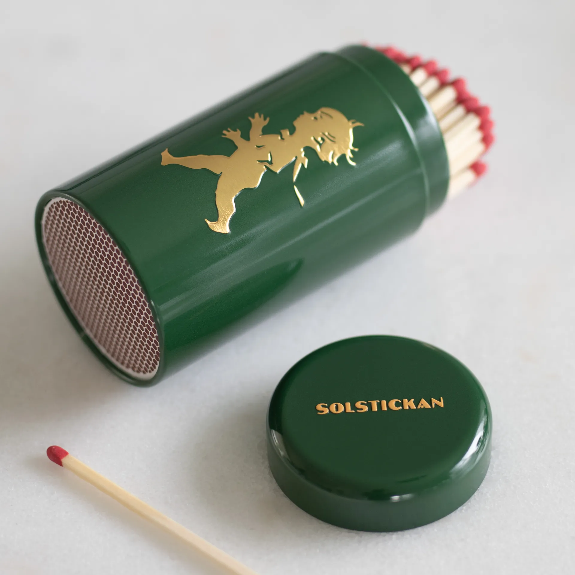 Solstickan luciferkoker 100-pack, Groen-goud Solstickan Design
