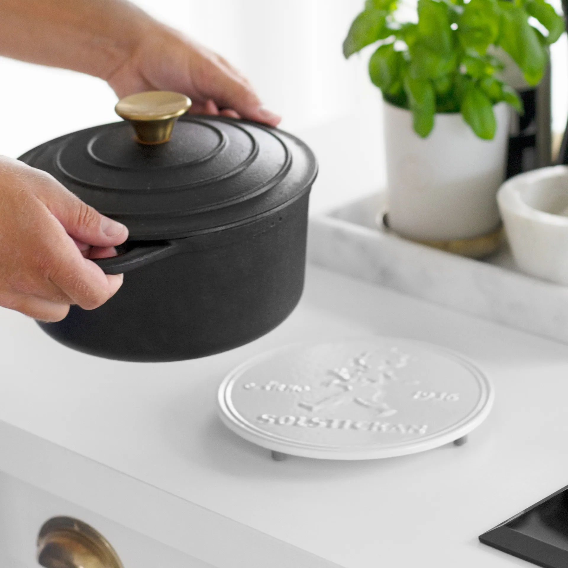 Solstickan pannenonderzetter Ø19 cm, Wit Solstickan Design