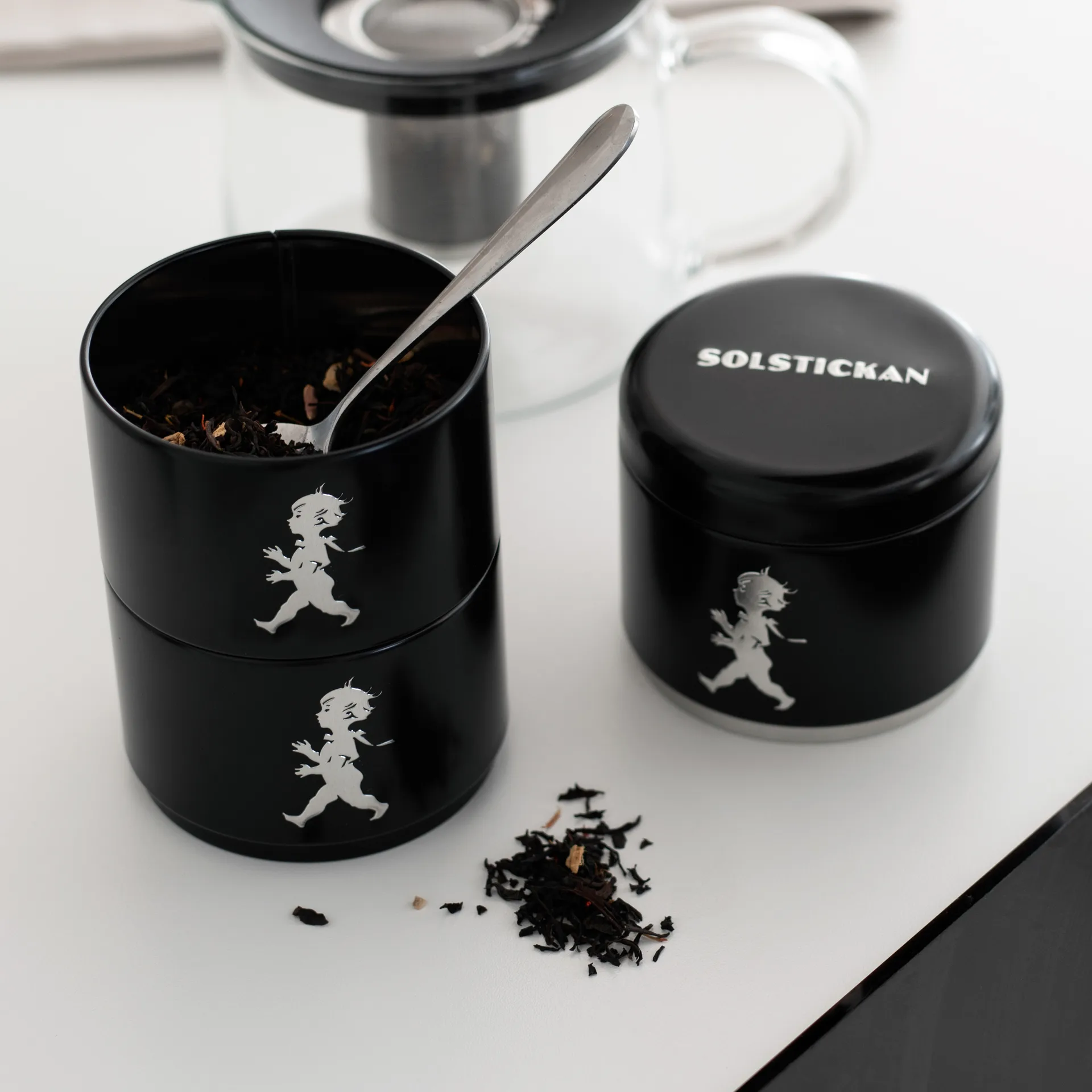 Solstickan voorraadpot driedelig Ø8,5 cm, Zwart Solstickan Design