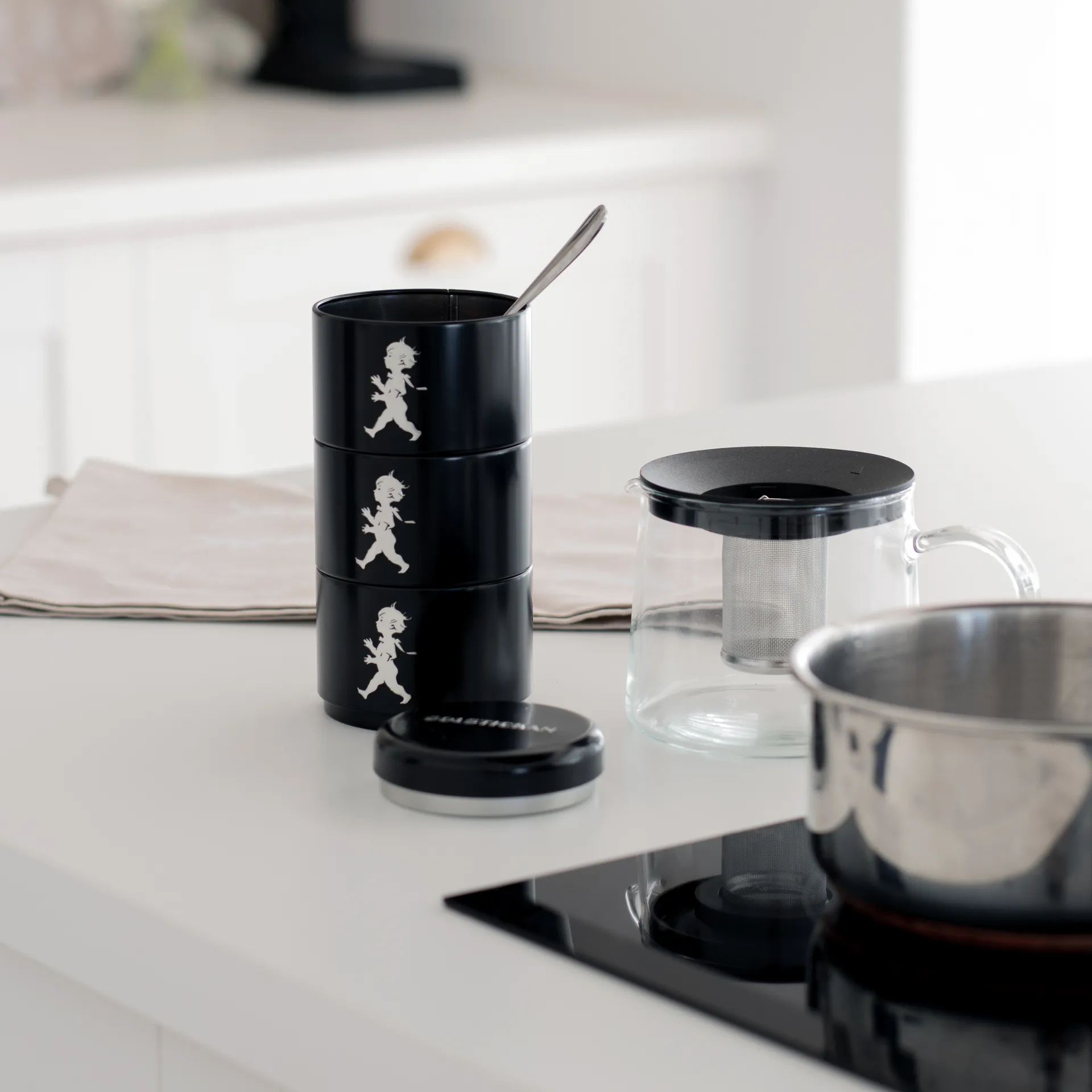 Solstickan voorraadpot driedelig Ø8,5 cm, Zwart Solstickan Design