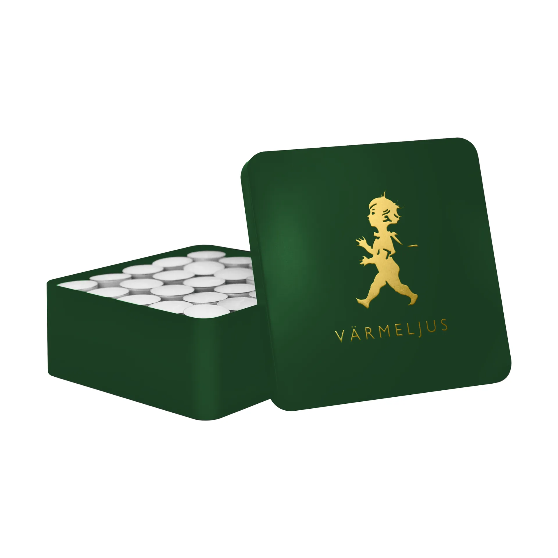 Solstickan waxinelichtjesdoos 21x21 cm, Groen-goud Solstickan Design