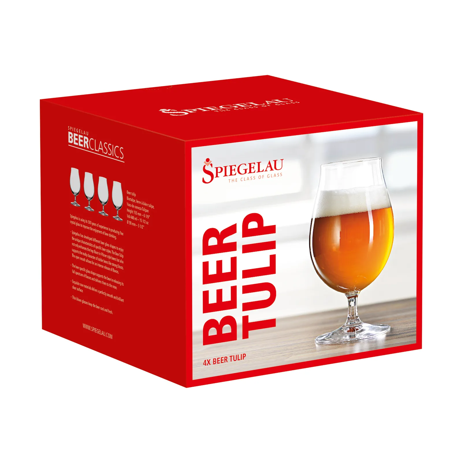 Beer Classics tulpvormig glas 44 cl, 4 stuks, transparant Spiegelau