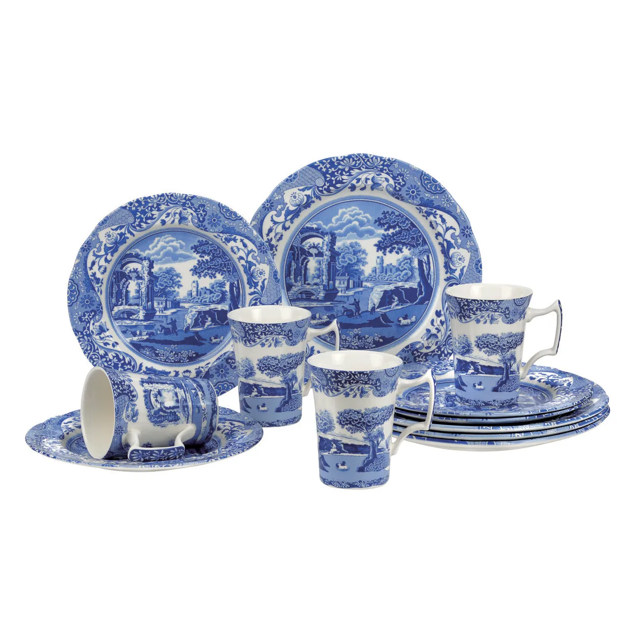 Blue Italian 12-delige set, 12-delig Spode