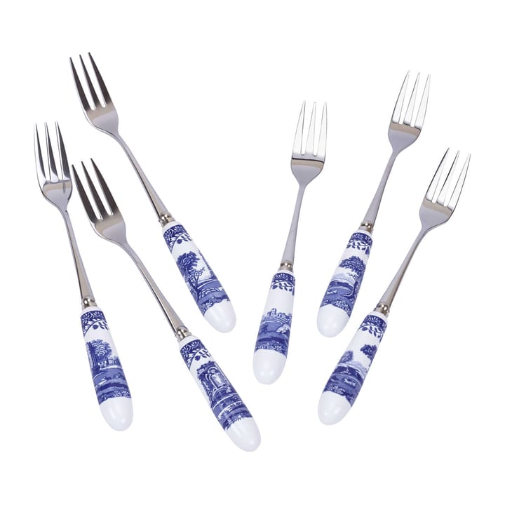 Blue Italian dessertvork 6-pack, Keramiek-roestvij staal Spode