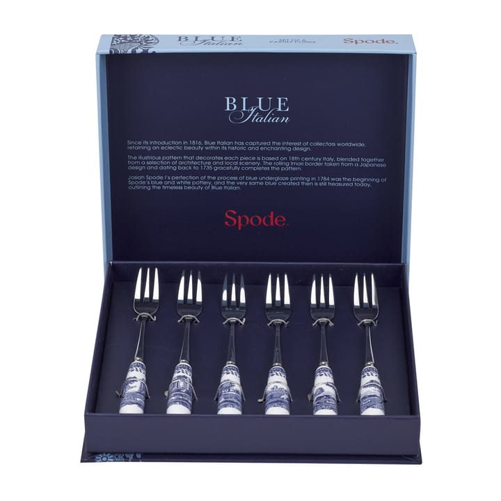 Blue Italian dessertvork 6-pack, Keramiek-roestvij staal Spode