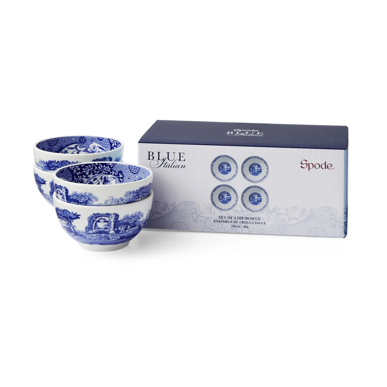 Blue Italian dipschaal Ø10 cm 4-pack, Blauw-wit Spode