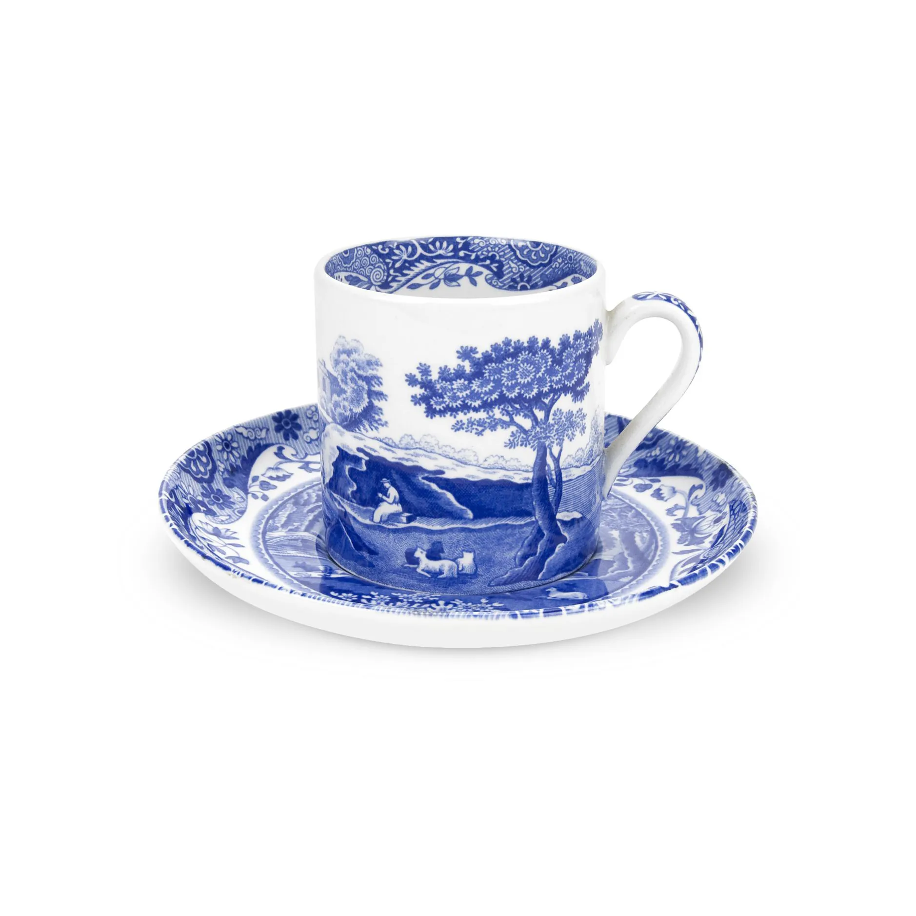 Blue Italian koffiekopje met schotel, 9 cl Spode