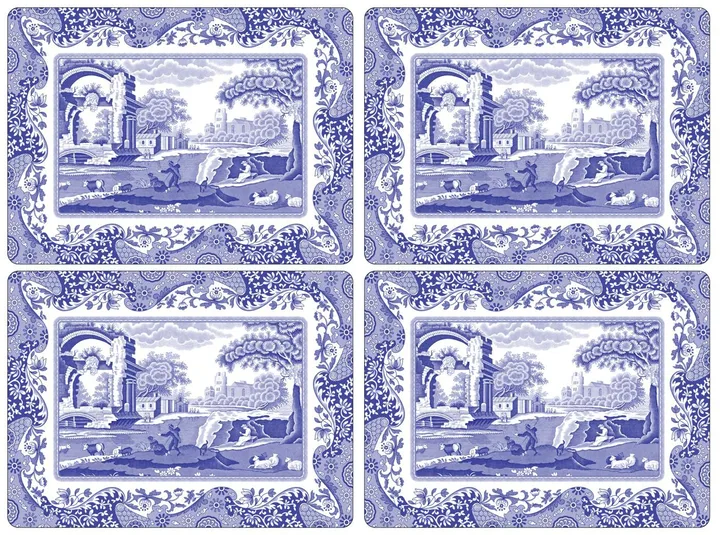 Blue Italian placemats 4-pack - Blauw-wit - Spode