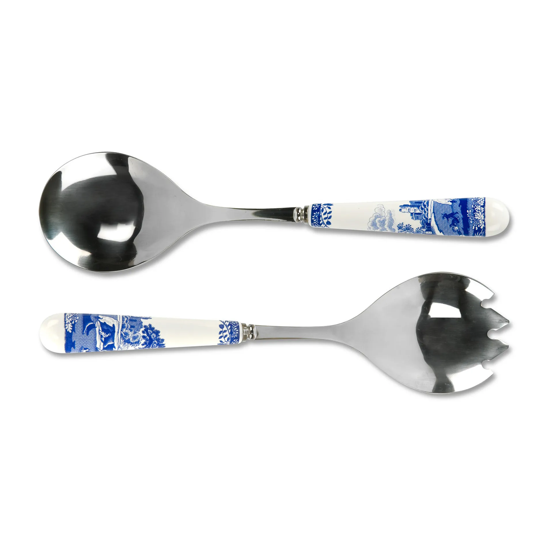 Blue Italian saladebestek 2-delig, Keramiek-roestvij staal Spode